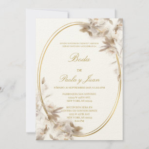 Stylish oval wedding invite in spanish