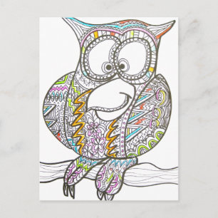 Stylish Owl - Abstract Art Postcard