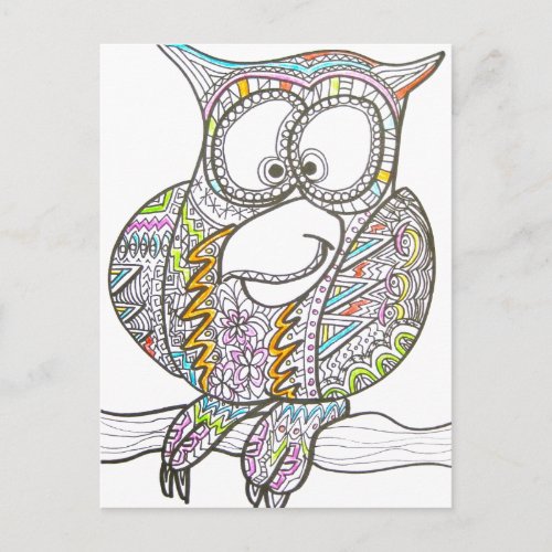 Stylish Owl _ Abstract Art Postcard