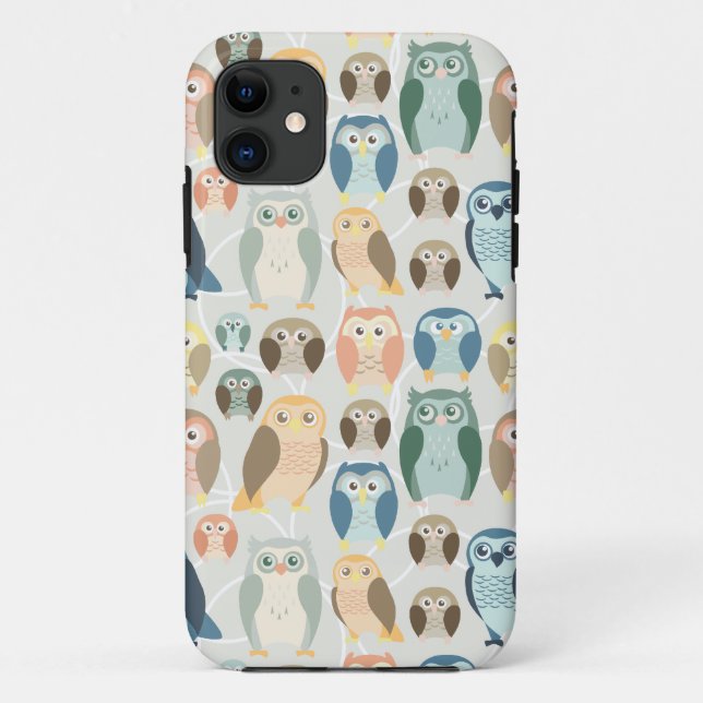 Stylish Owl Pattern- complementary colors Case-Mate iPhone Case (Back)