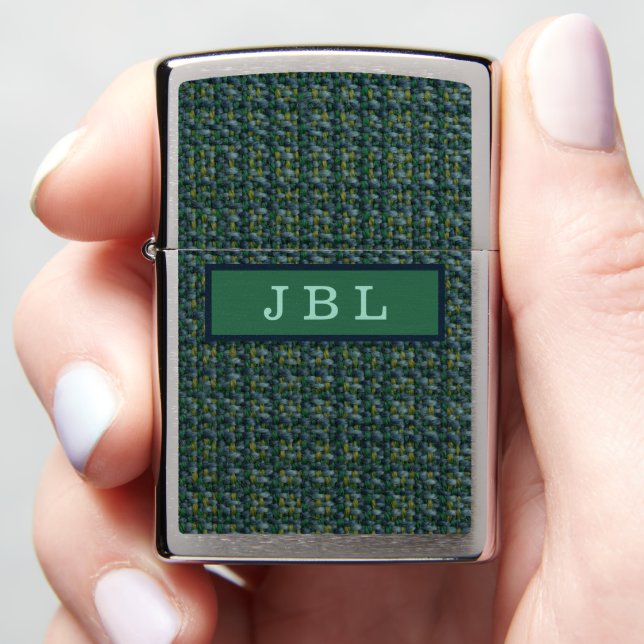 Stylish Oxford Tweed Monogram Zippo Lighter (In Hand)