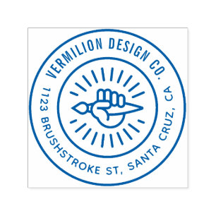 Stylish Paintbrush In Hand Custom Business Address Self-inking Stamp