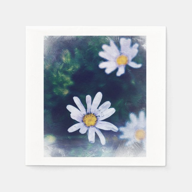 Stylish Pale Blue Flowers Paper Napkin (Front)