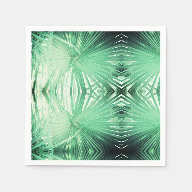 Stylish Pale Green Palm Tree Leaf Paper Napkin (Front)