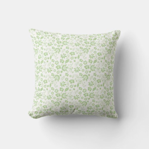 Stylish Pale Lime Green Tropical Garden Flowers Throw Pillow
