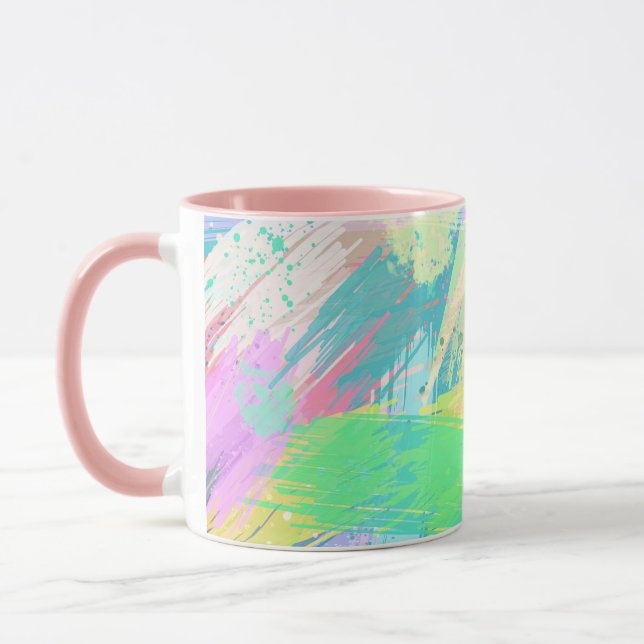 Stylish Pale Pastel Colours Abstract Art Mug (Left)