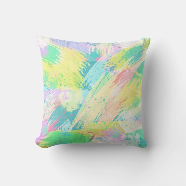 Stylish Pale Pastel Colours Abstract Art Throw Pillow (Front)