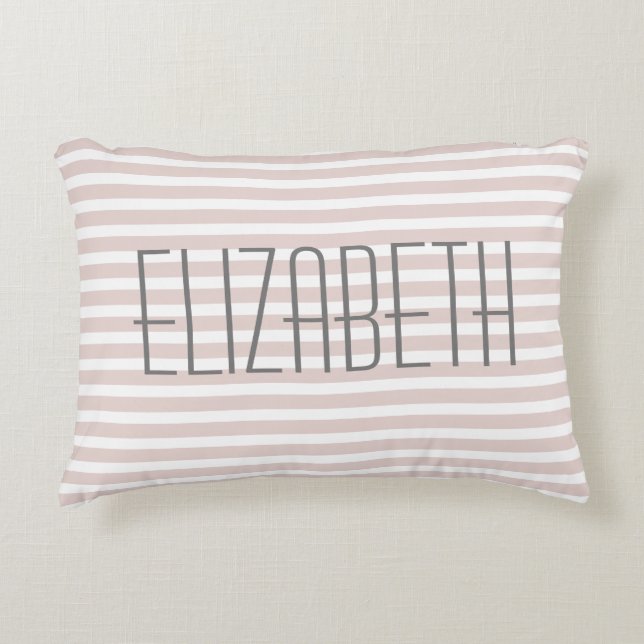 Stylish Pale Pink Custom Name Quote Decorative Accent Pillow (Front)