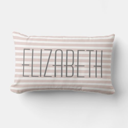 Stylish Pale Pink Custom Name Quote Decorative Lumbar Pillow