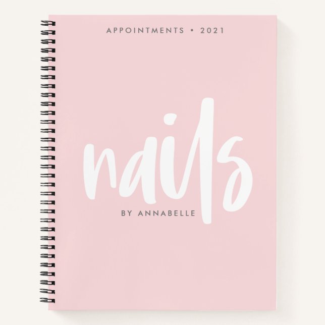 Stylish Pale Pink Nails Appointment Book (Front)