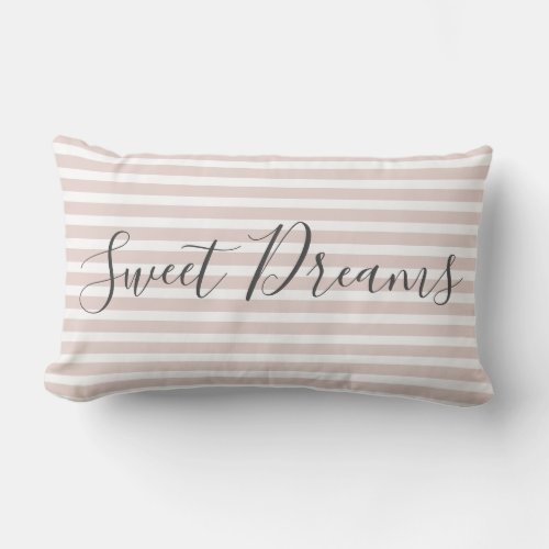 Stylish Pale Pink Sweet Dreams Quote Decorative Lumbar Pillow