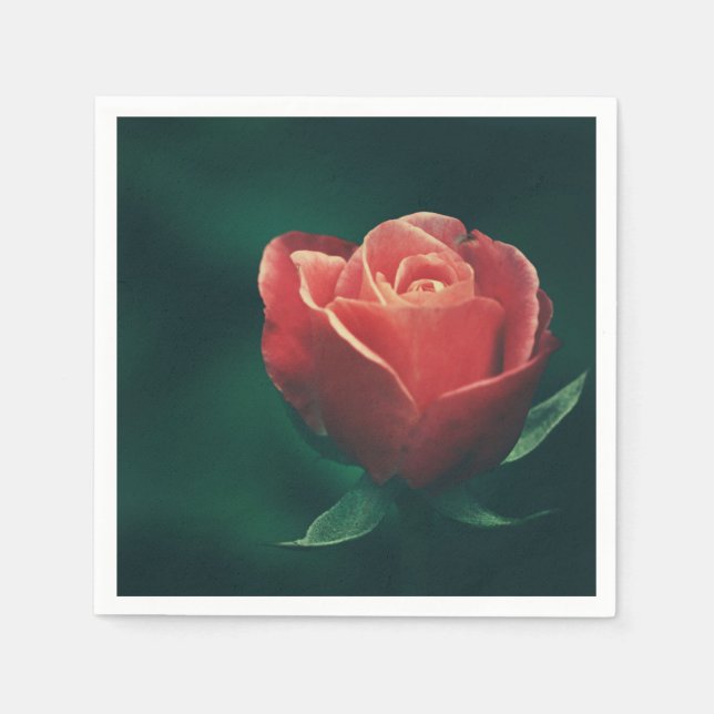 Stylish Pale Red Rose Flower Paper Napkin (Front)