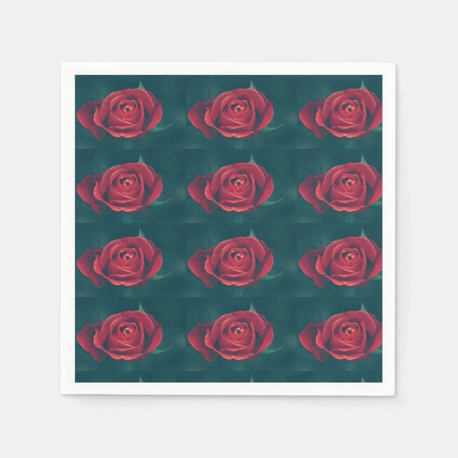 Stylish Pale Red Rose Flower Paper Napkin (Front)