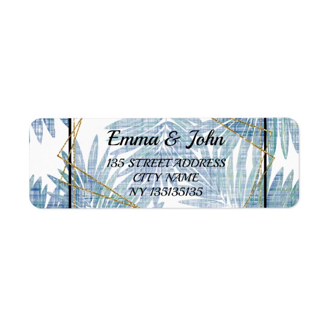 Stylish palm leaves personalized label (Front)