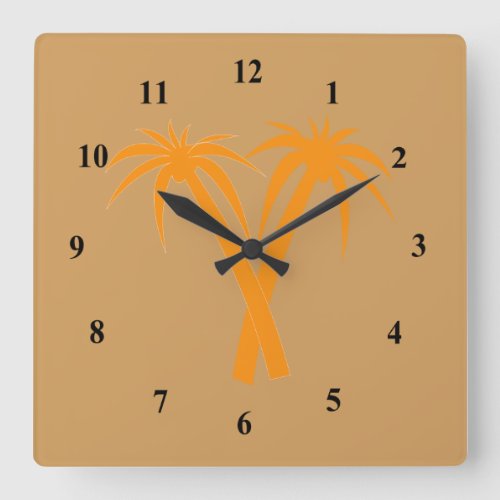 Stylish palm trees in desert square wall clock