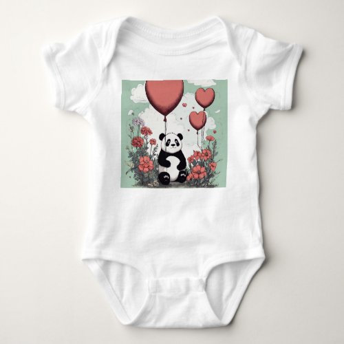 Stylish Panda Cartoon Baby Jersey Bodysuits