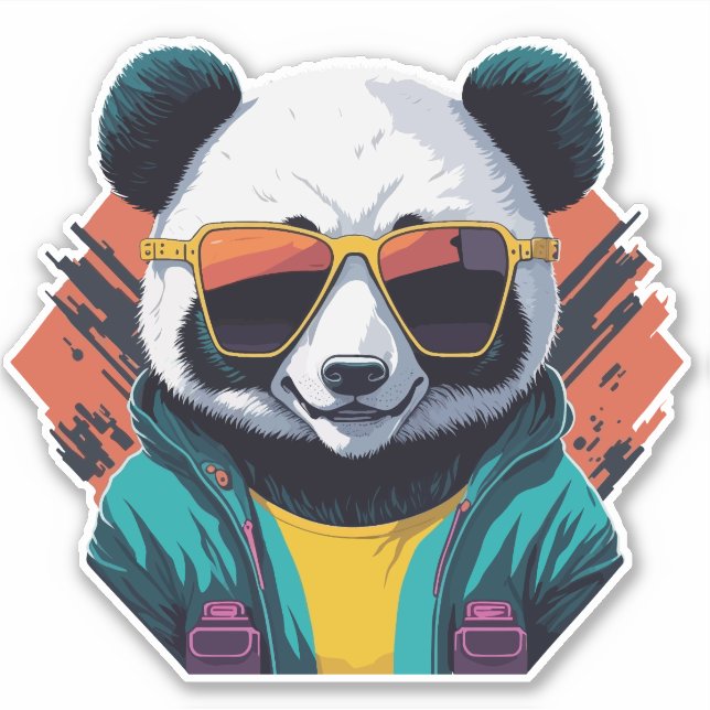 Stylish Panda with sunglasses Sticker (Front)