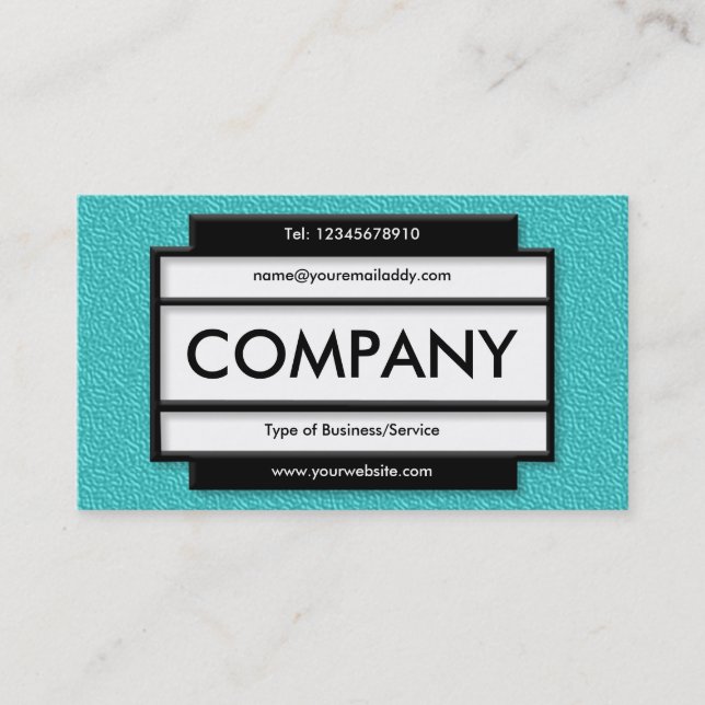 Stylish Panel II - Cyan Embossed Texture Business Card (Front)