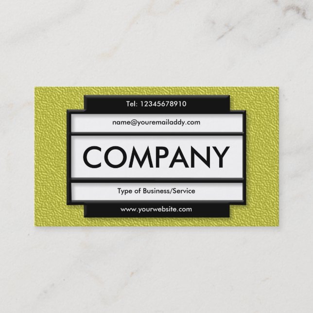 Stylish Panel II - Yellow Embossed Texture Business Card (Front)