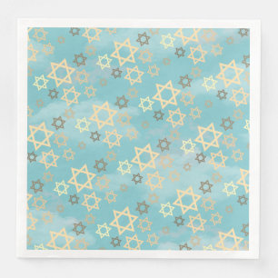 Stylish Passover Blue Sky Stars of David Paper Dinner Napkins