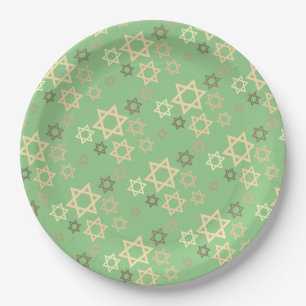 Stylish Passover Spring Green Stars of David Paper Plates