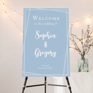 Stylish Pastel Blue Elegant Wedding Welcome Sign