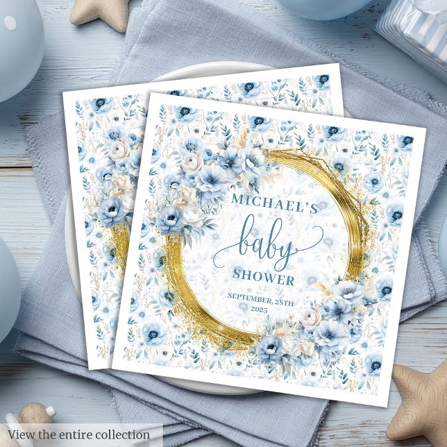 Stylish Pastel Blue Gold Baby Shower Napkins (Stylish Pastel Blue Gold Baby Shower Napkins

)