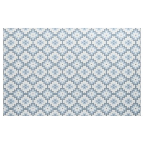 Stylish Pastel Blue Gray White Ikat Tribal Pattern Fabric