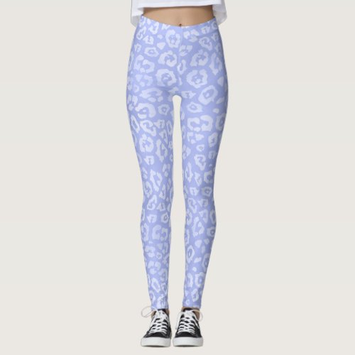 Stylish Pastel Blue Leopard Print Leggings