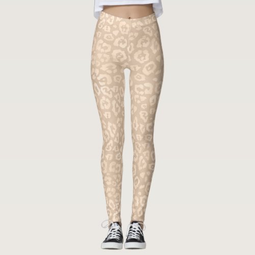 Stylish Pastel Brown Leopard Print Leggings