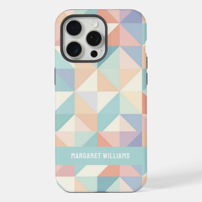 Stylish Pastel Colors Geometric Pattern Design Iphone Case (Back)