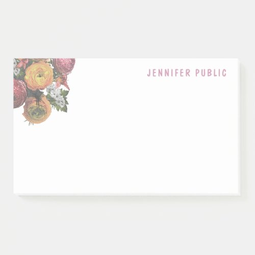 Stylish Pastel Colors Watercolor Roses Template Post_it Notes