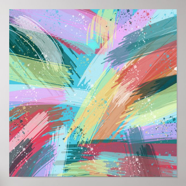 Stylish Pastel Colours Abstract Art Poster (Front)