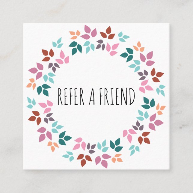 Stylish Pastel Floral Hair Stylist Leafy Wreath Appointment Card (Front)