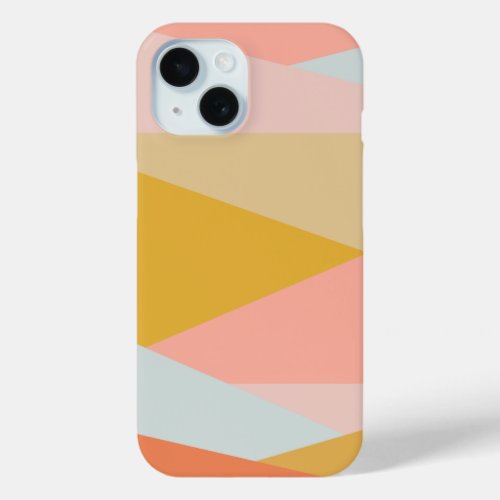 Stylish Pastel Geometric Color Block Shapes Modern iPhone 15 Case