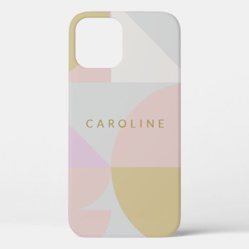 Stylish Pastel Geometric Shapes Personalized  iPhone 12 Case