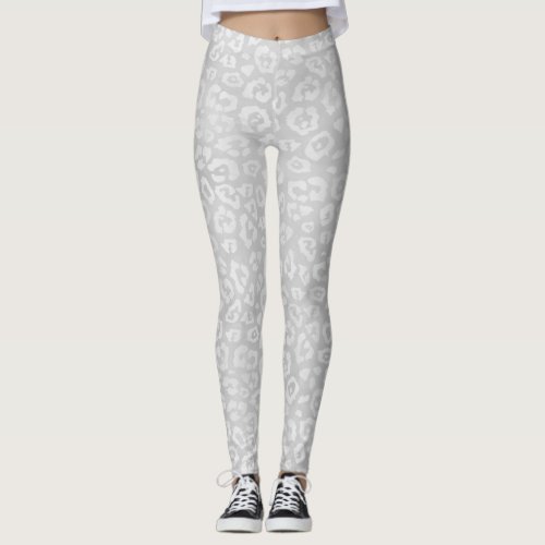 Stylish Pastel Gray Leopard Print Leggings