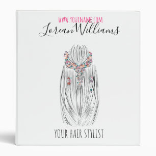 Stylish Pastel Hair Stylist Braid Hairstyle Flower 3 Ring Binder