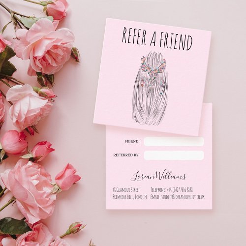 Stylish Pastel Hair Stylist Braid Hairstyle Flower Appointment Card