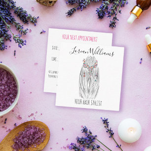 Stylish Pastel Hair Stylist Braid Hairstyle Flower Appointment Card