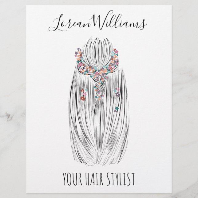 Stylish Pastel Hair Stylist Braid Hairstyle Flower Flyer (Front)
