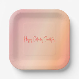 Stylish Pastel Pink And Peach Square Paper Plates