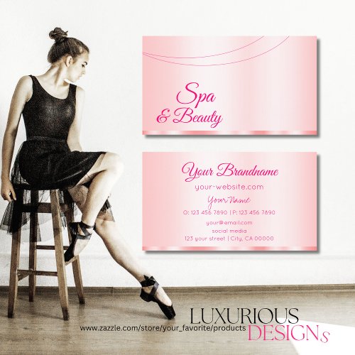 Stylish Pastel Pink Glamorous Professional Simple Business Card