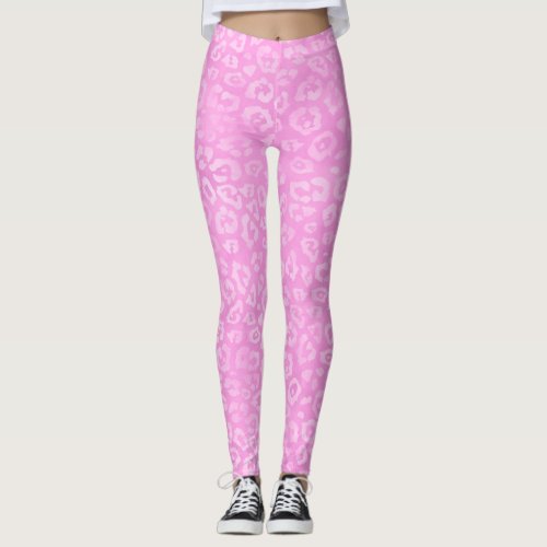 Stylish Pastel Pink Leopard Print Leggings