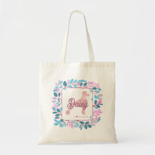 Stylish Pastel Pink Poodle Custom Name & Photo Tote Bag