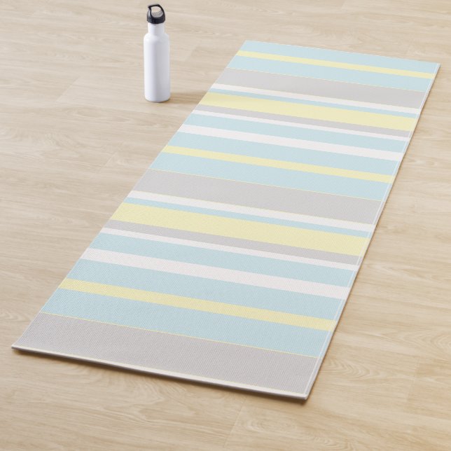Stylish Pastel Stripes Positive Vibes Yoga Mat (In Situ)