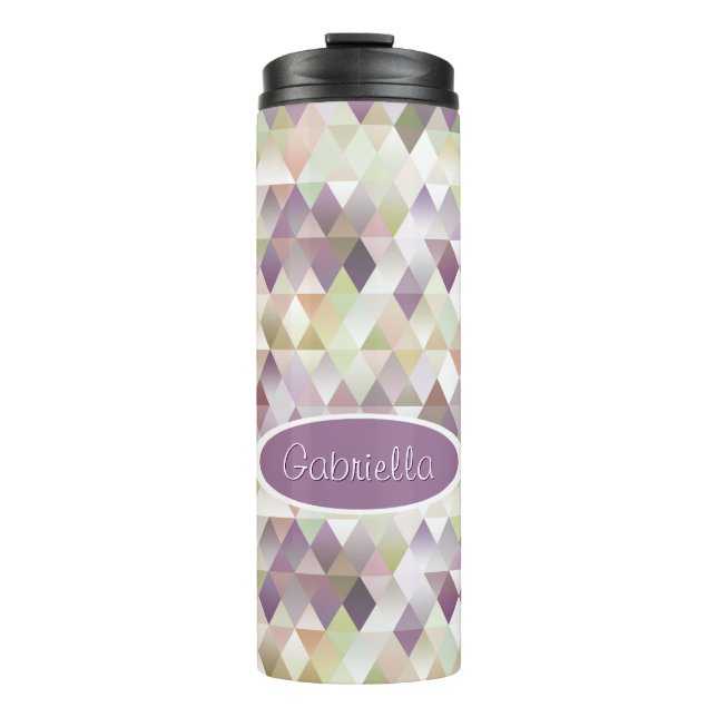 Stylish Pastel Triangles Diamond Squares Pattern Thermal Tumbler (Front)