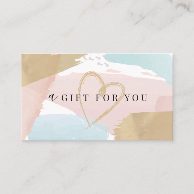Stylish Pastel Watercolor & Gold Gift Certificate (Front)
