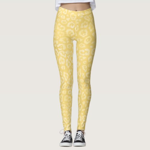 Stylish Pastel Yellow Leopard Print Leggings