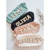 Stylish Patched Letters Nylon Makeup Bag (Front)